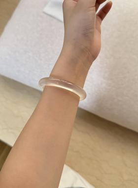 简约透明无酸洗玉髓玛瑙手镯女