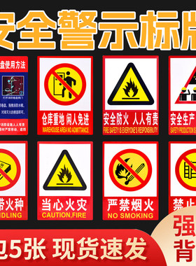 车间仓库严禁烟火当心触电墙贴