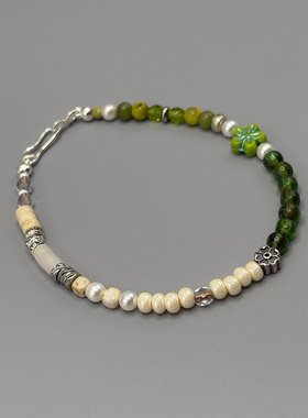 7ABSTENTIONS碧绿白玉原创手链