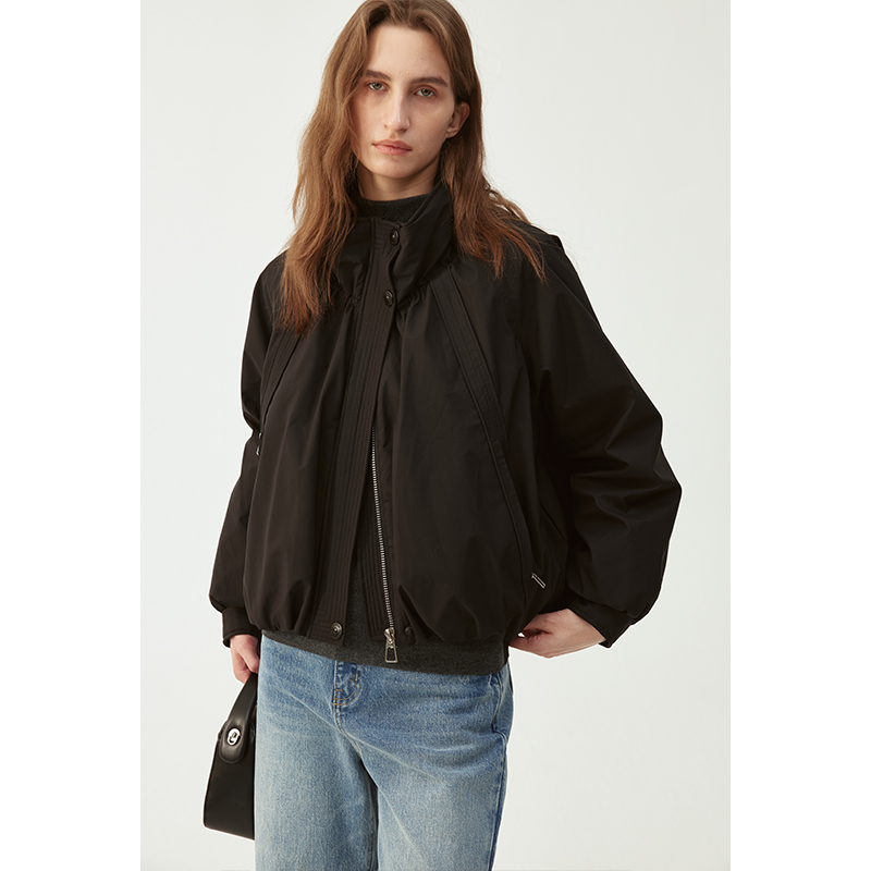 BLANK LABEL白鹅绒羽绒服女冬立领抽褶短款派克服轻薄款保暖外套 - 图2