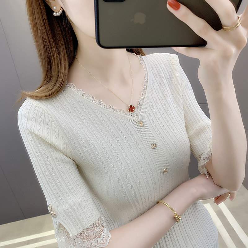 冰丝春季2022年新款爆款v领针织衫 贵沫毛针织衫