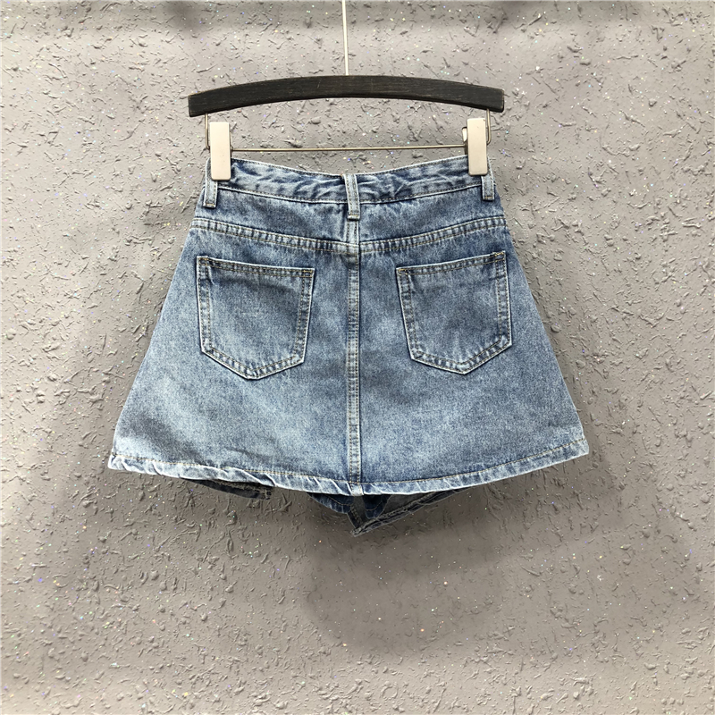 艾天丽旗舰店夏季新款短裤裙女欧洲站个性不规则高腰显瘦a字牛仔半身裙潮0
