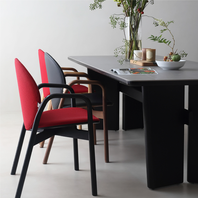 十二时慢岩席餐桌胡桃实木大户型岩板大餐桌家用现代简约欧式桌子