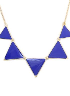 欧美时尚夸张个性百搭几何三角形项链女蓝色锁骨链短款颈带配饰