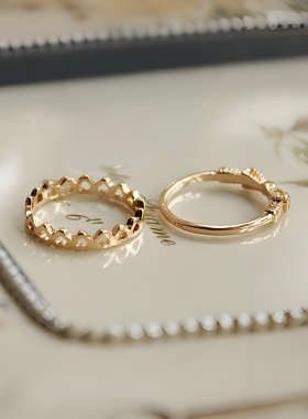 日韩潮流时尚简约金色水钻蝴蝶结戒指女个性百搭皇冠关节指环尾戒