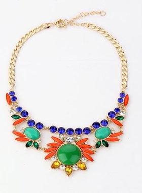 欧美复古波西米亚风夸张爪嵌镶钻华丽时尚宴会礼服舞台项链女饰品