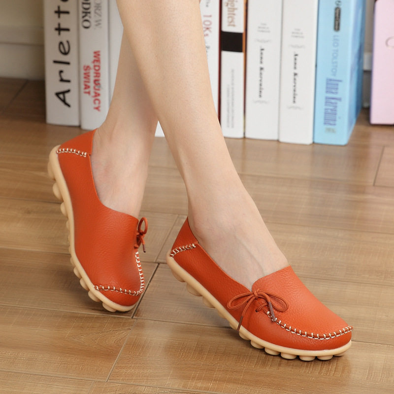 春秋小语鹿新款真皮平底大码妈妈鞋软底防滑休闲豆豆鞋牛筋女单鞋,淘宝优惠券,粉丝福利购,淘宝优惠卷