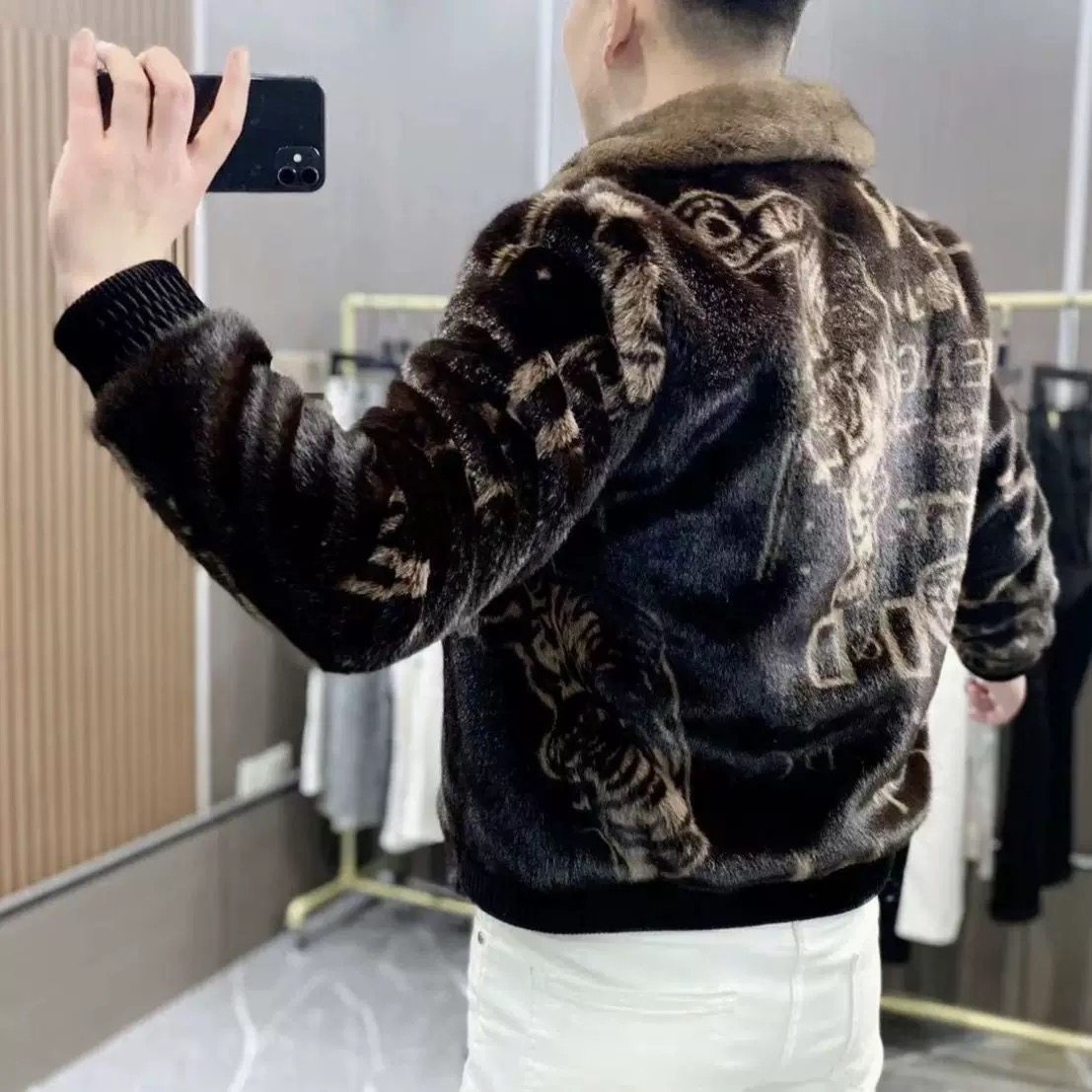 欧版轻奢高级感男士仿皮草毛领夹克外套加厚保暖时尚青年毛绒外套,淘宝优惠券,粉丝福利购,淘宝优惠卷