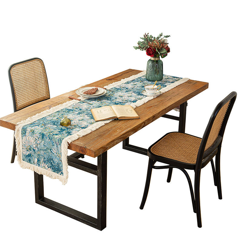 波西米亚提花编织桌旗装饰布油画风花朵棉麻桌巾家用茶几旗盖布,淘宝优惠券,粉丝福利购,淘宝优惠卷