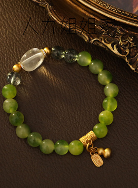 新中式翠绿色晶手链女轻奢小众精致纳福葫芦手串