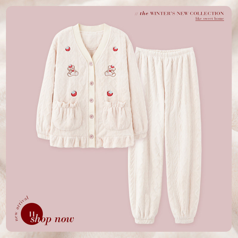 思莉太太珊瑚绒加厚加绒2021年睡衣 思莉太太睡衣/家居服套装