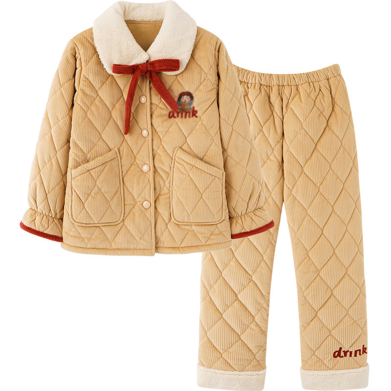 思莉太太冬珊瑚绒三层夹棉加厚睡衣 思莉太太睡衣/家居服套装
