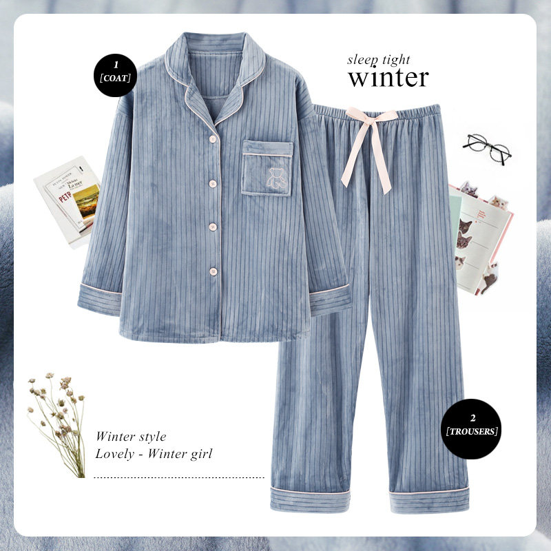 思莉太太冬珊瑚绒2021新款薄绒睡衣 思莉太太睡衣/家居服套装