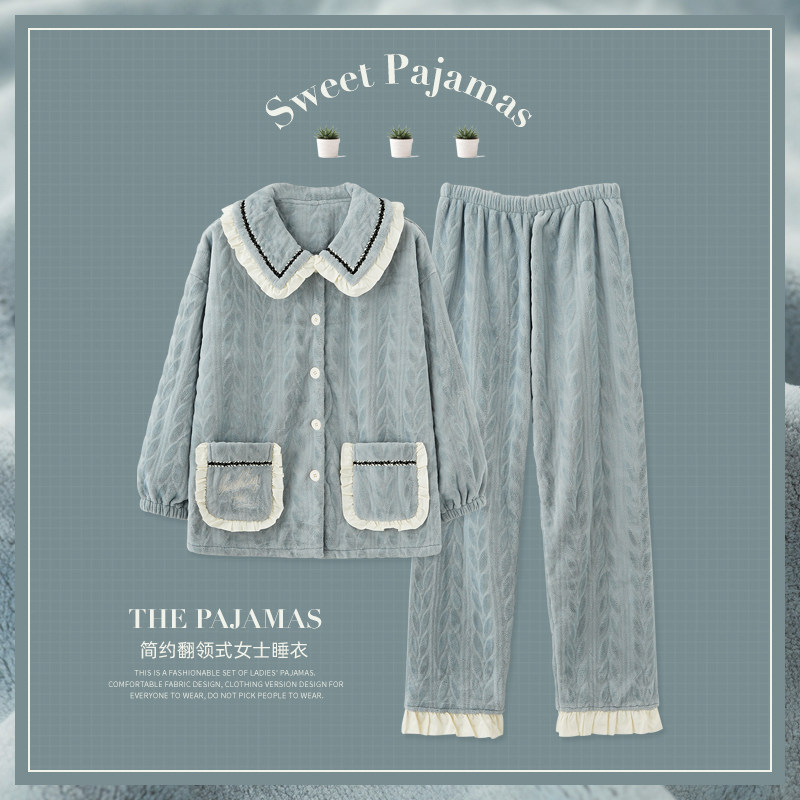 思莉太太情侣冬季女珊瑚绒睡衣 思莉太太睡衣/家居服套装