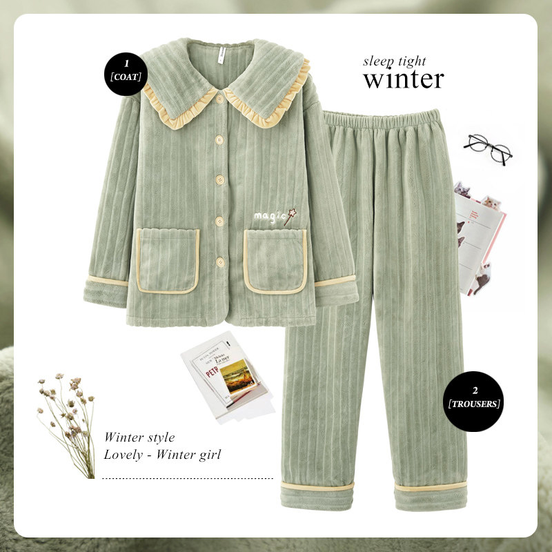 思莉太太冬款加厚加绒珊瑚绒睡衣 思莉太太睡衣/家居服套装