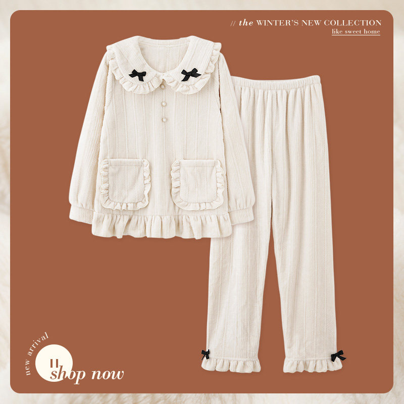 思莉太太冬季加绒2021年珊瑚绒睡衣 思莉太太睡衣/家居服套装