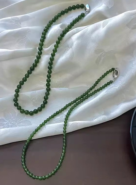 显白仿翡翠碧玉绿色串珠项链颈链