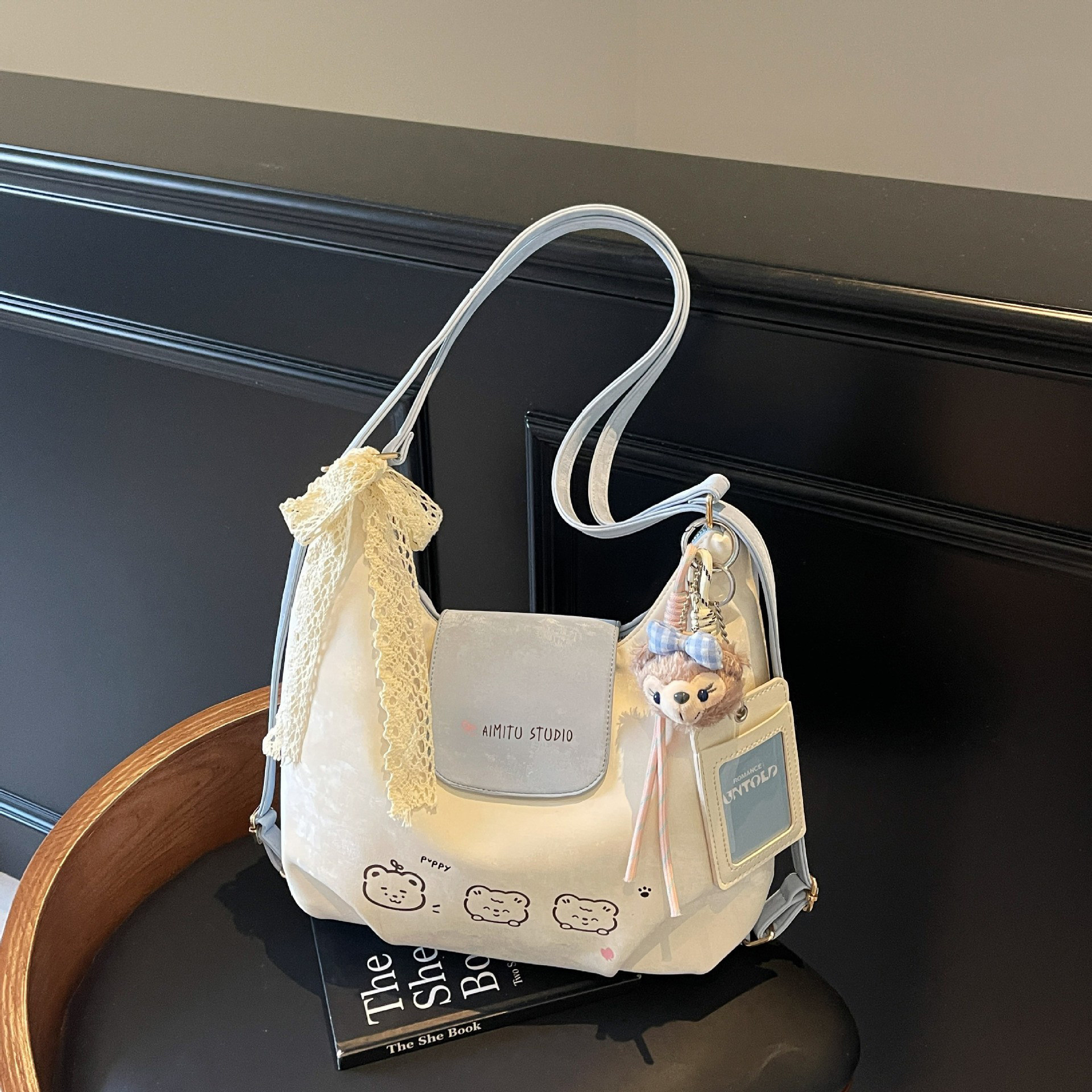 可爱卡通女2025新款时尚ins大容量双肩包百搭休闲洋气单肩托特包