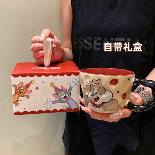猫和老鼠马克杯女生高颜值2025新款情侣咖啡杯子带把手家用办公室 - 图1