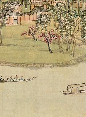 邮清 王原祁 西湖十景图卷古代名字画A高清艺术微喷装饰画