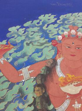 大千 西藏空行母 u复古书画人物国画真迹微喷仿古画芯挂轴装裱画