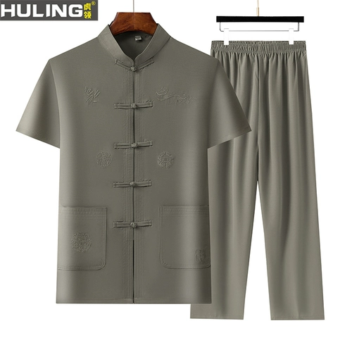 Летний ретро комплект для пожилых людей, китайский стиль, для среднего возраста, с вышивкой