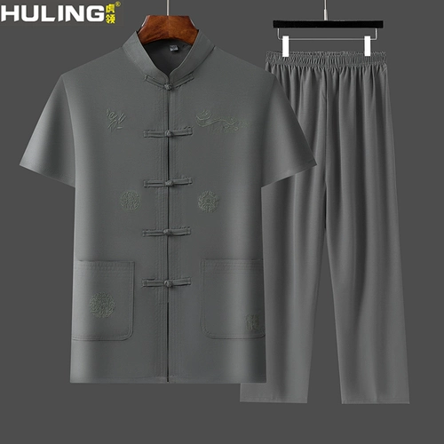 Летний ретро комплект для пожилых людей, китайский стиль, для среднего возраста, с вышивкой