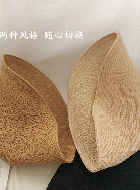 双面戴透气渔夫帽女棉麻遮阳帽