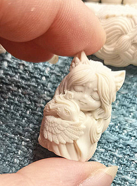 吴门工匠女猛犸象牙凤九吊坠