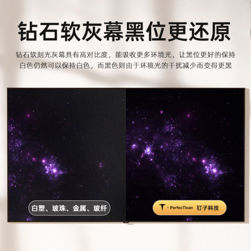钉子科技白软侧投投影幕布广视角100/120/150英寸16:9 4K/3D壁挂框架画框幕 改善三色激光投影仪散斑家用幕布 - 图2