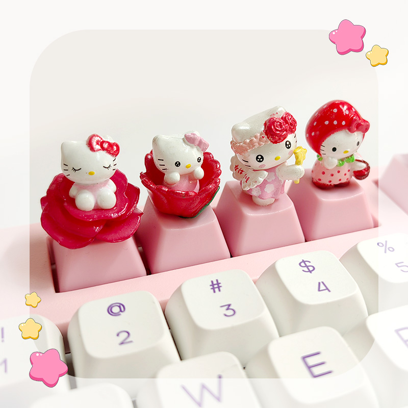 hello kitty凯蒂猫键帽KT猫个性R4透光单个定制粉色可爱机械键帽-图0