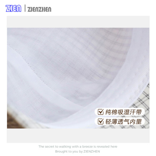 Zien 韩国格子字母刺绣鸭舌帽子男女夏百搭宽檐软顶棒球帽显脸小 - 图2