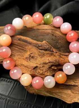 七彩盐源玛瑙手链手串饰品