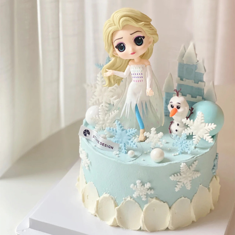 冰雪奇缘生日蛋糕装饰新款四代爱莎公主城堡白雪女王艾莎雪宝摆件-图1