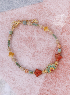 雪冰暖阁 |雀翎 新中式国风小众设计捷克珠复古叠戴手链手串