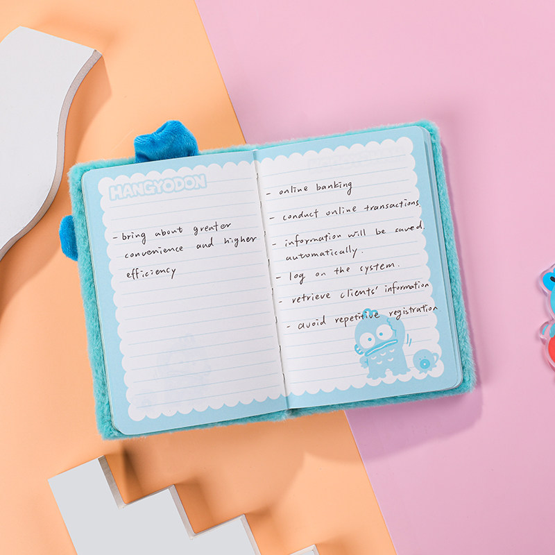 正版三丽鸥学生卡通B6笔记本丑鱼毛绒本高颜值记事本可爱毛毛本,淘宝优惠券,粉丝福利购,淘宝优惠卷