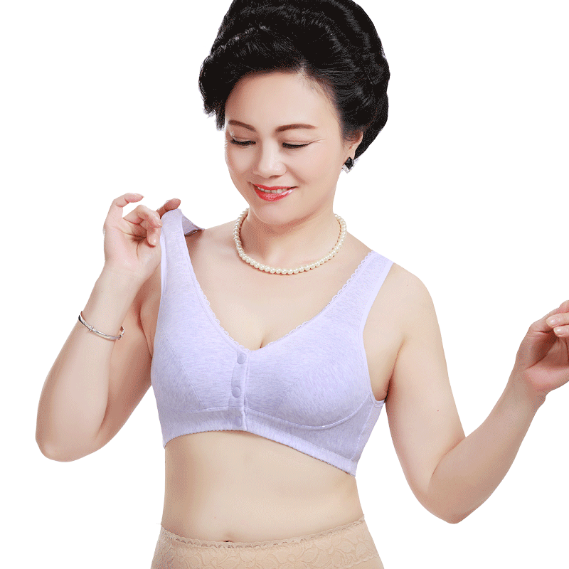 妈妈无钢圈薄款纯棉中老年50岁胸罩 玛卡曼内衣文胸