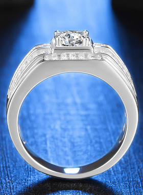 莫桑石男士钻指奢华豪镶银镀白金