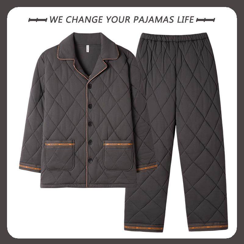 纯棉三层加厚睡衣男士套装冬季夹棉袄大码秋冬季保暖棉衣家居服男,淘宝优惠券,粉丝福利购,淘宝优惠卷