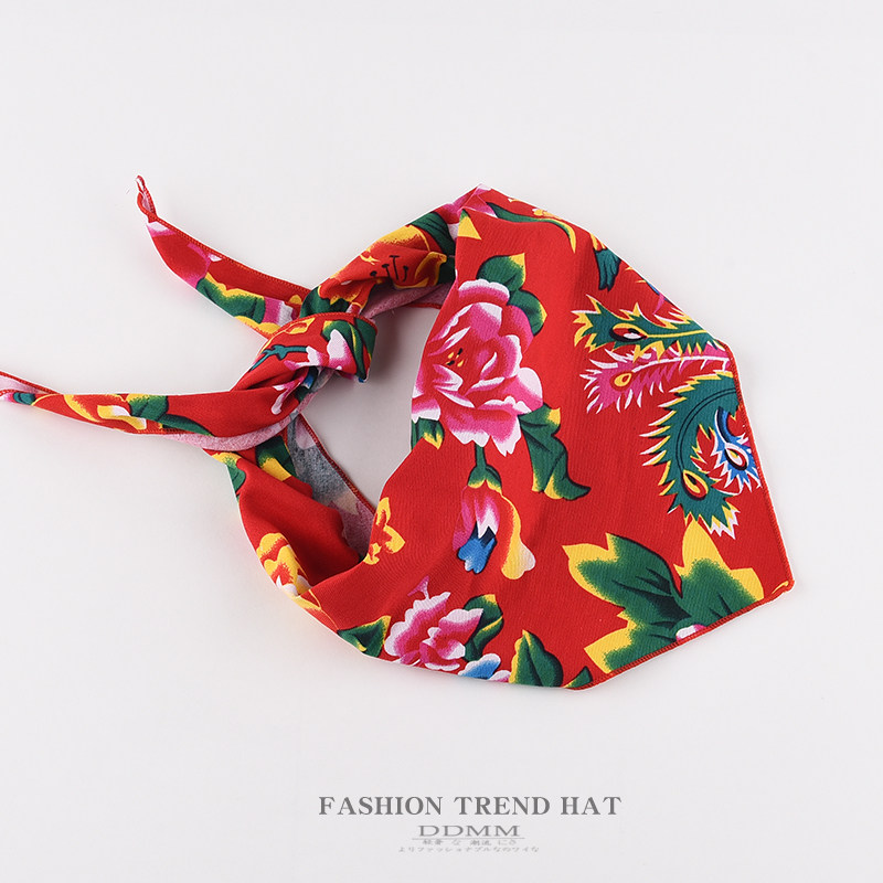 东北大花布头巾三角头饰巾演出配饰大号棉方巾复古民族风包头围巾,淘宝优惠券,粉丝福利购,淘宝优惠卷