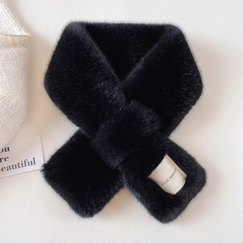 秋冬推荐新款超保暖~围巾女秋冬ins布标韩版百搭毛绒护颈围脖加厚 - 图3