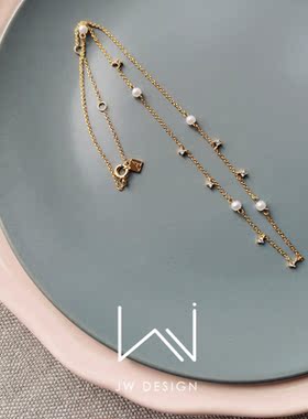 仙气十足锆石欧美叠加佩戴短项链