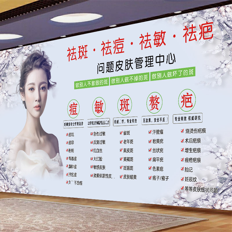 皮肤病理解剖图海报祛斑祛痘祛痣广告宣传画色斑类型痘痘分级挂画