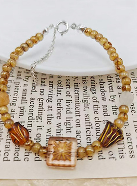 原创捷克珠手链方糖琉璃手串女款