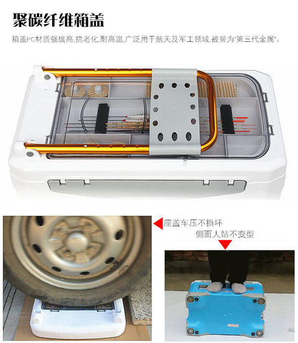 恒冠2024新款钓箱四脚升降靠背多功能钓鱼箱36L加厚台钓箱渔具069 - 图2