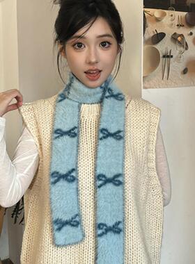 韩版毛绒绒围脖保暖学生围巾女