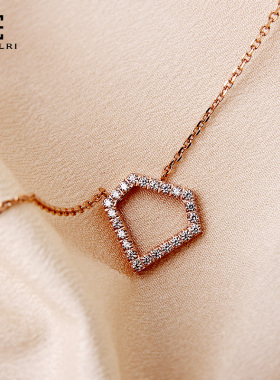 钛钢镀18k玫瑰金菱形钻石锁骨链