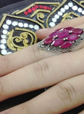 泰国纯银锆石植物花卉戒指