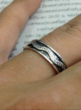 泰国时来运转指环情侣手工银