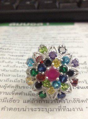 泰国纯银彩色锆石欧美风戒指现货